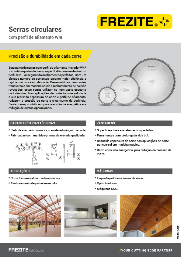 Serras circulares com perfil de afiamento W4F
